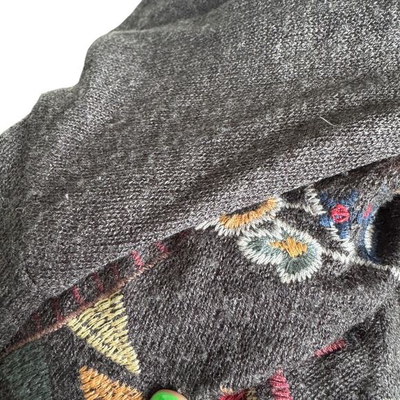 Johnny Was Biya Flower Embroidered Hooded Cardigan Charcoal Grey - Picture 8 of 15